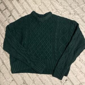 Green Cable Knit Sweater, XS